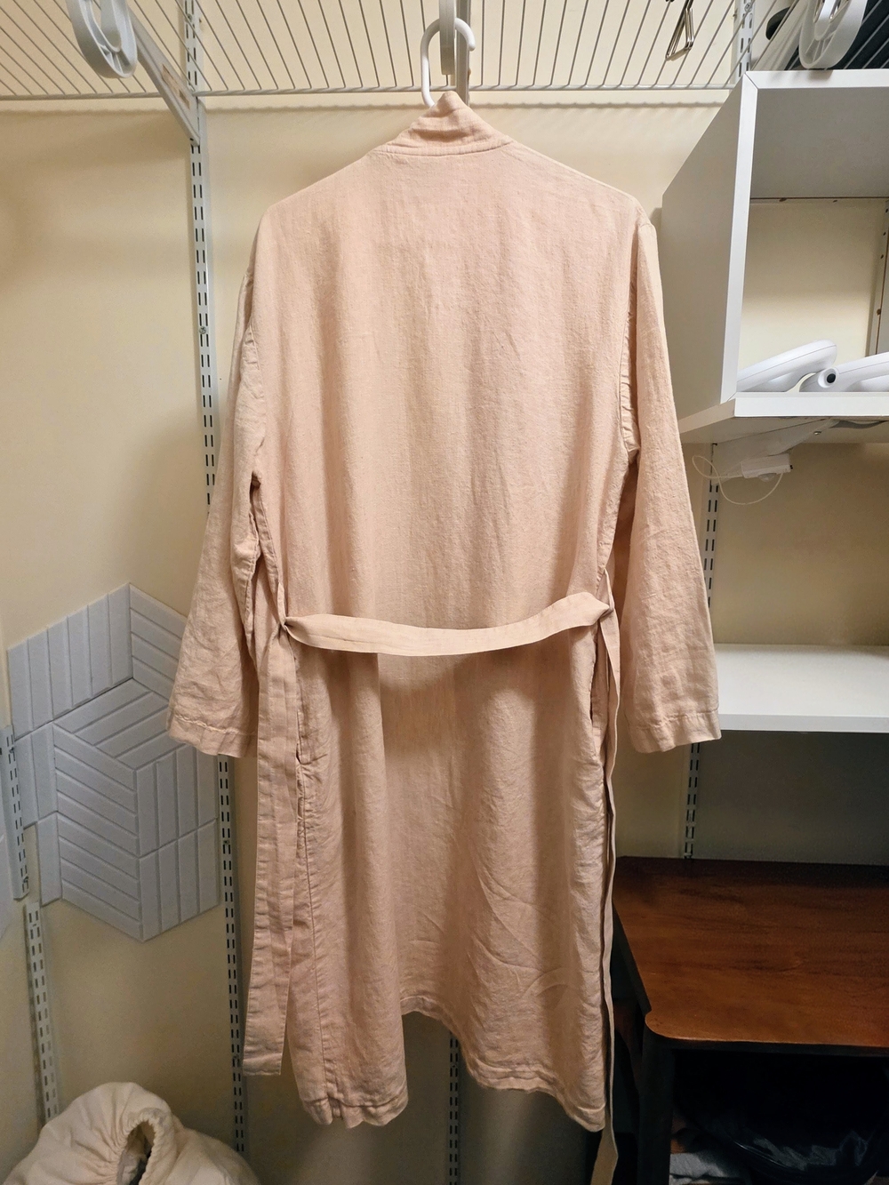 Linen Robe In Beige - S/M - Picture 4 of 4